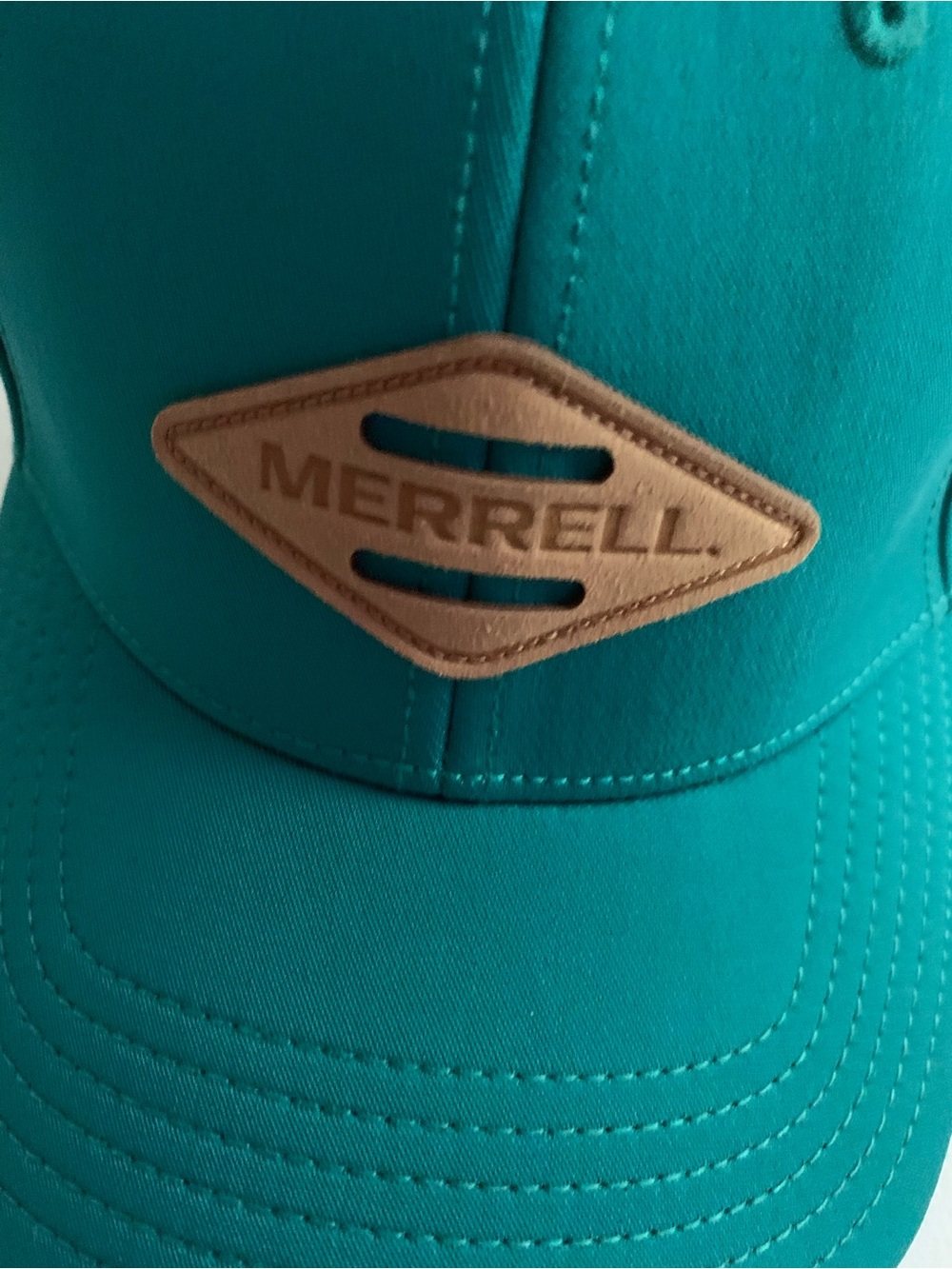 New Era Teal Baseball Hat with Tan Leather Patch